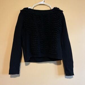 All Saints Filix Black Cropped Wool Sweater Womens US 6 emo grunge goth fall